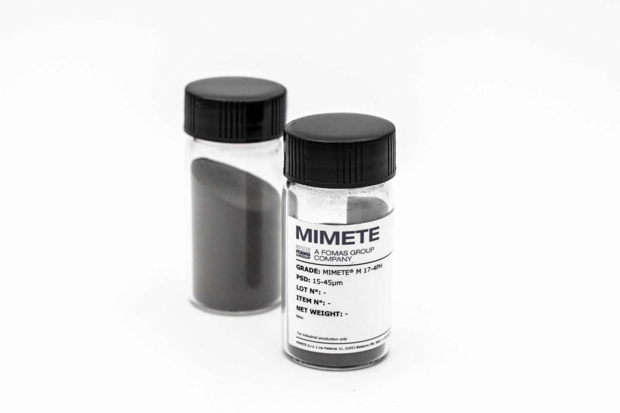 bottles with FOMAS Metal Powders